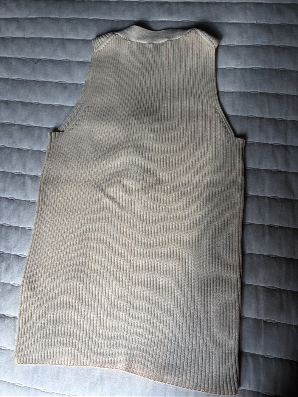 J. Crew Cream Ribbed Sleeveless Sweater with Navy Lace-Up Front - Picture 3 of 4